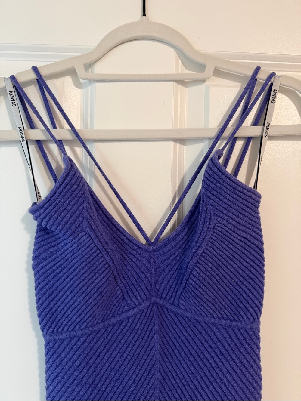 AKNVAS Evelyn Purple Strappy Open Back Ribbed Midi Dress XS - Picture 4 of 5